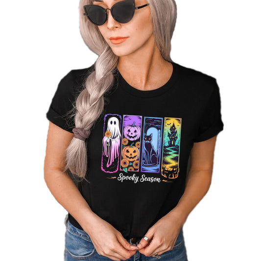 Spooky Season Neon Strokes T-Shirt – Halloween Graphic Tee, Glow-Inspired Unisex Short Sleeve