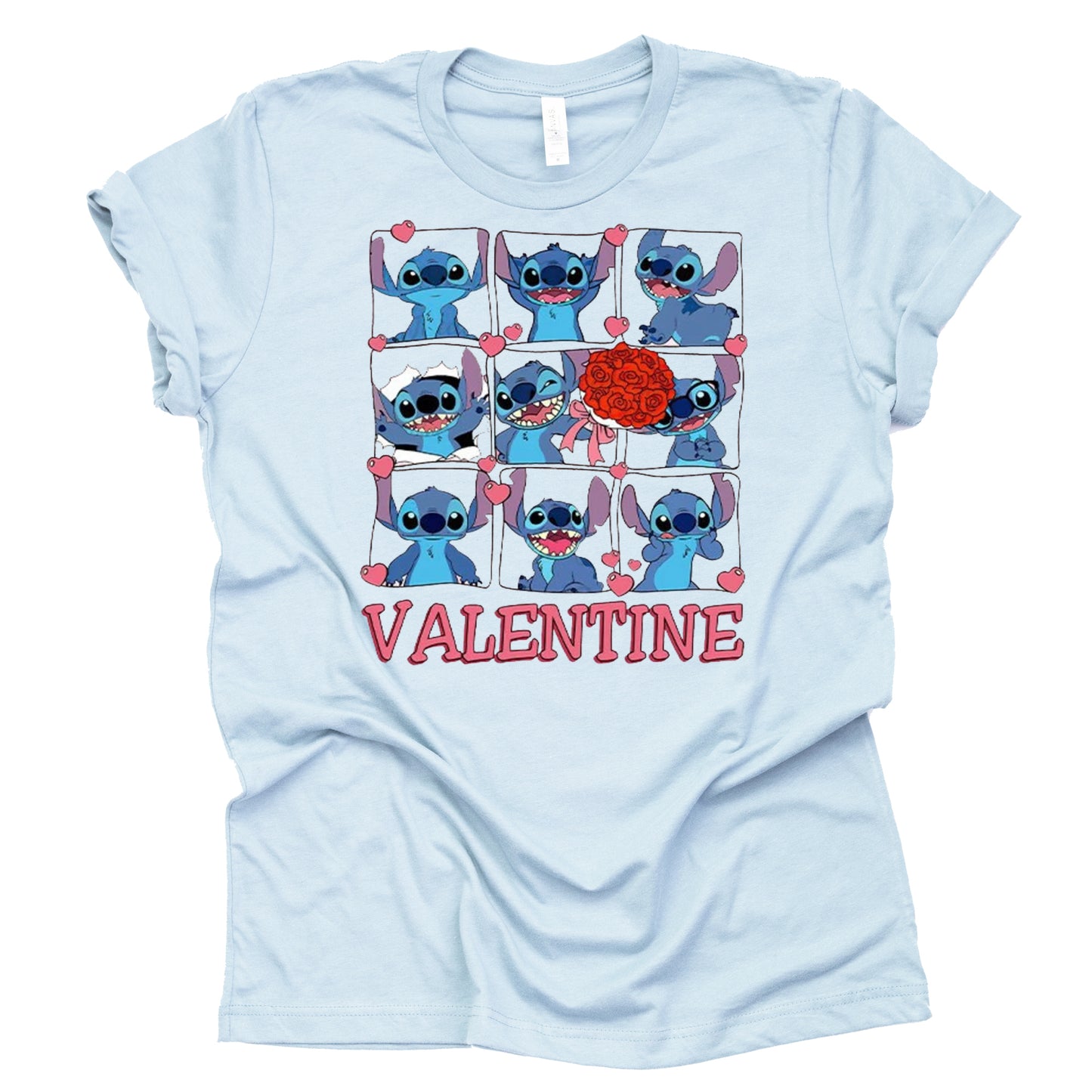 Stitch Valentine Shirt Vacation Shirt Casual Unisex Short Sleeve