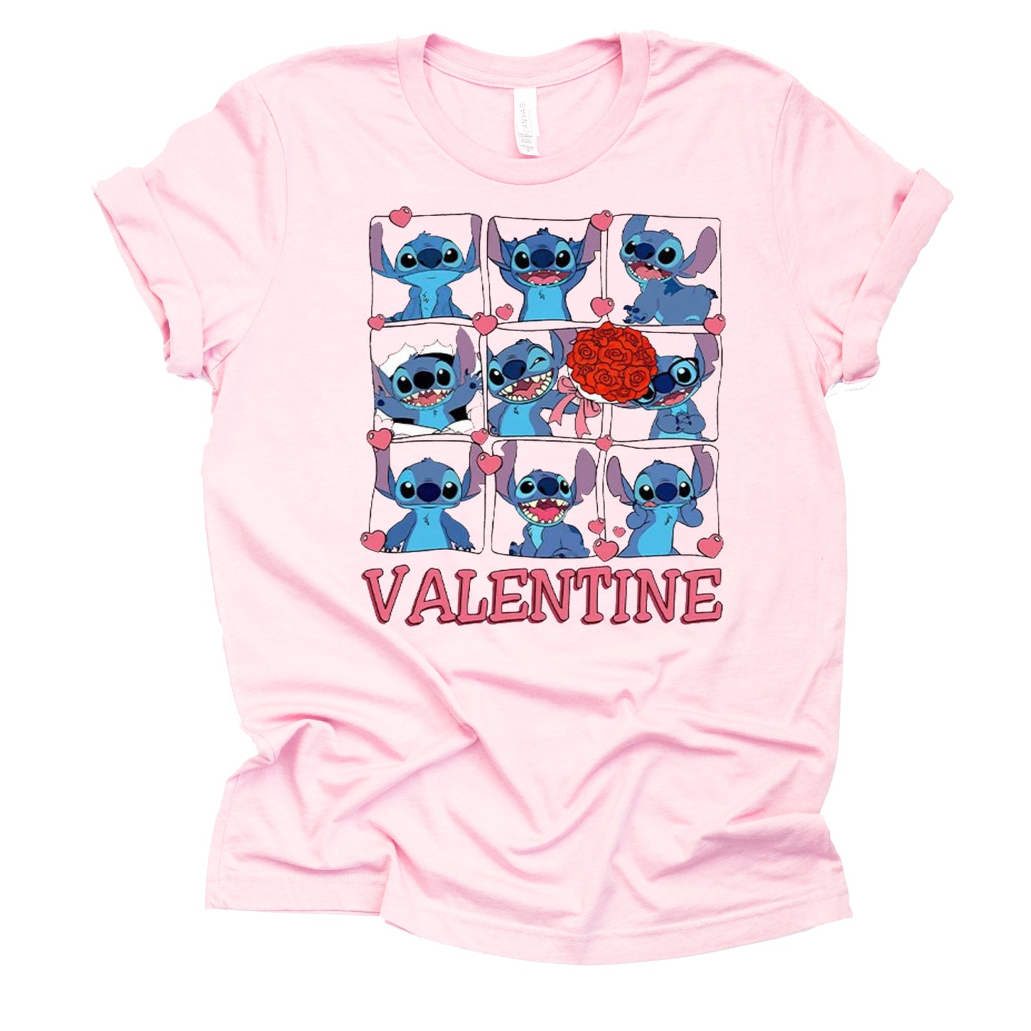 Stitch Valentine Shirt Vacation Shirt Casual Unisex Short Sleeve