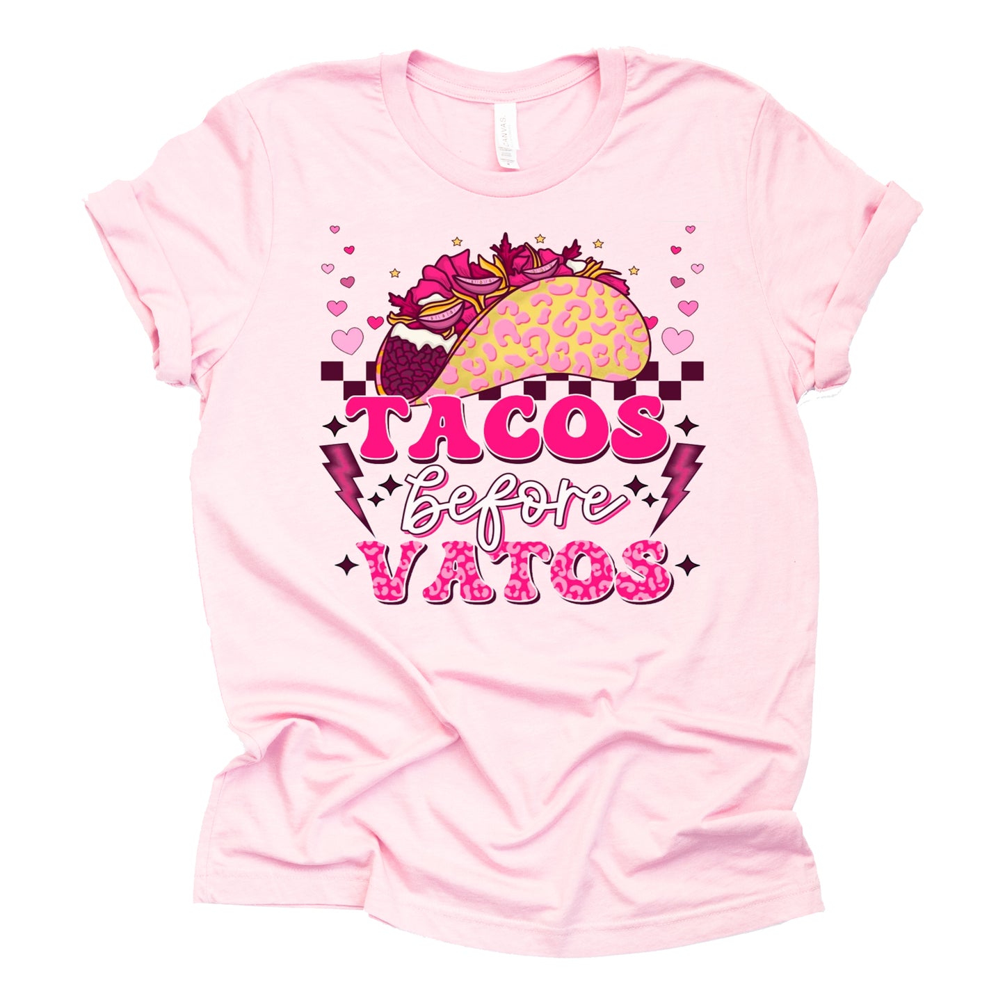 Tacos Before Vatos Valentine Graphic Design Casual Short Sleeve Shirt