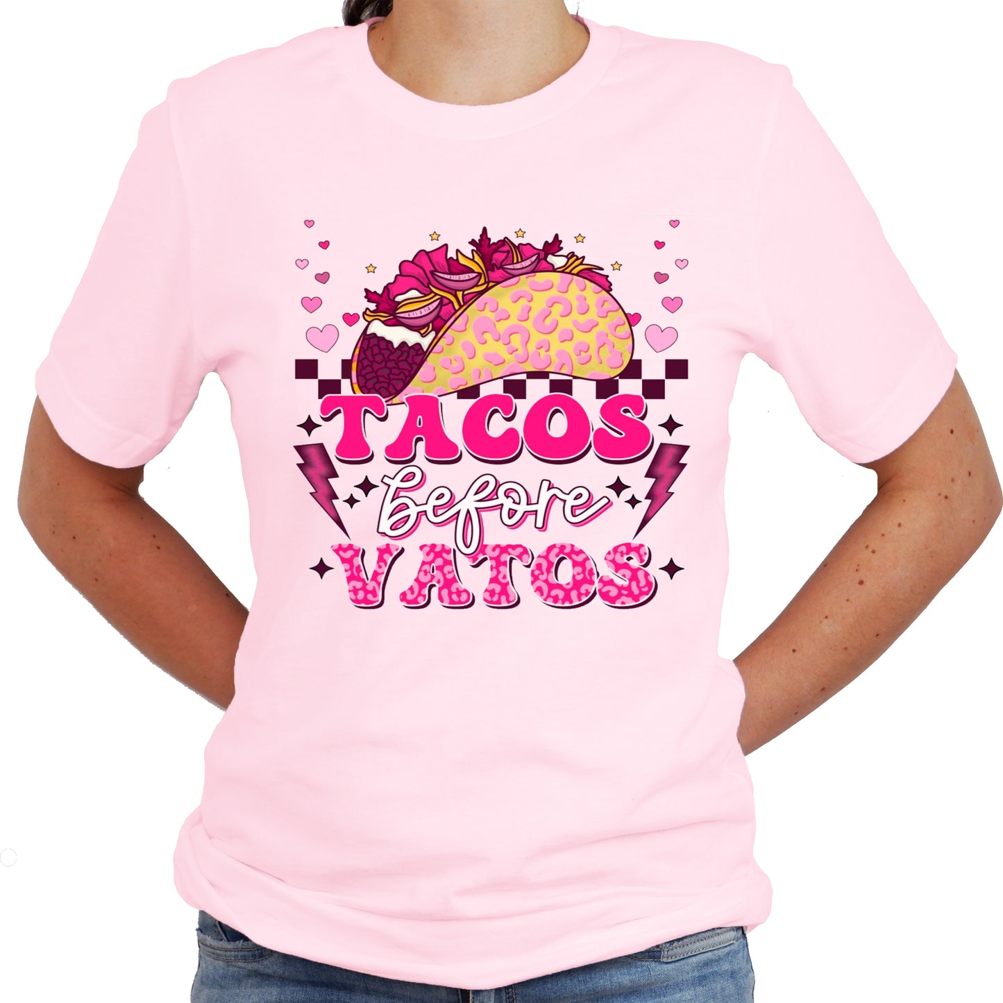 Tacos Before Vatos Valentine Graphic Design Casual Short Sleeve Shirt