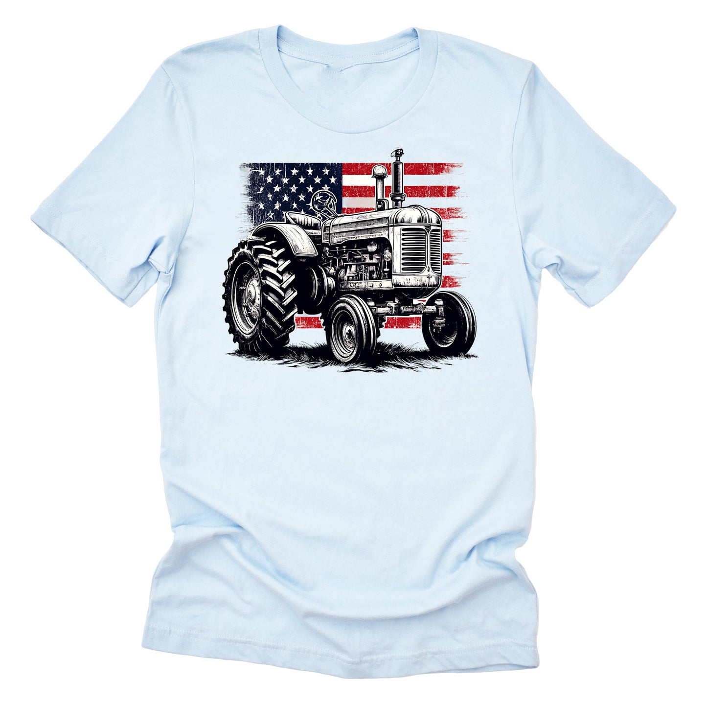 Patriotic Tractor July 4th American Flag Casual Short Sleeve Unisex T-Shirt
