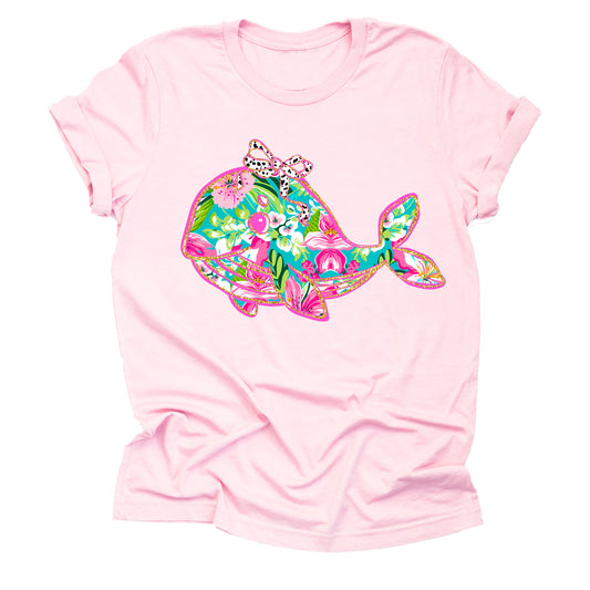 Tropical Floral Dolphin Short Sleeve Unisex T-Shirt – Beach Ocean Summer Graphic Tee