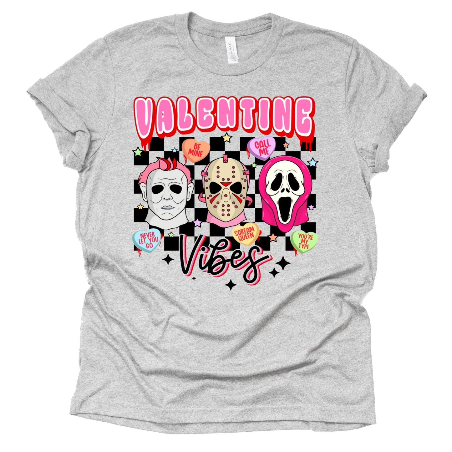 Horror Movie Valentine Vibes Graphic Design Unisex Shirt Casual Short Sleeve