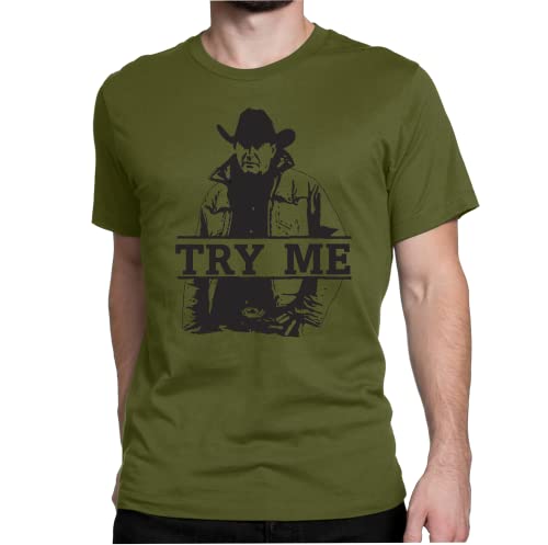 Yellowstone Try Me Shirt, John Dutton Shirt, Novelty T-Shirt Short Sleeve Print Casual Top