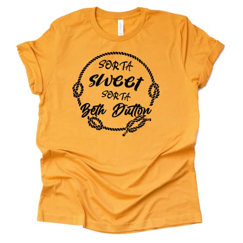 Sorta Sweet Sorta Beth Dutton Shirt, Yellowstone TV Series Novelty T-Shirt Short Sleeve Print Casual Top