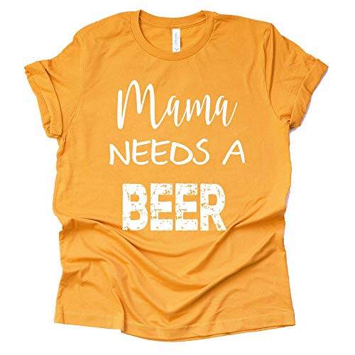 Mama Needs a Beer T-Shirt Mom Shirt Women's Casual Letter Print Short Sleeve Tops Tee-7 Colors