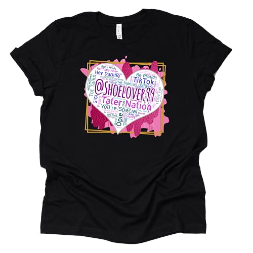 Shoelover99 Heart Word Art T-Shirt Thing Ophelia Has Said Shoelover99 Merch Unisex Tees Casual Short Sleeve