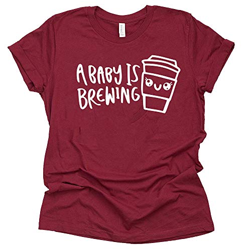 A Baby is Brewing Shirt Pregnancy Announcement T-Shirt Letter Print Short Sleeve Tops Tee-5 Colors