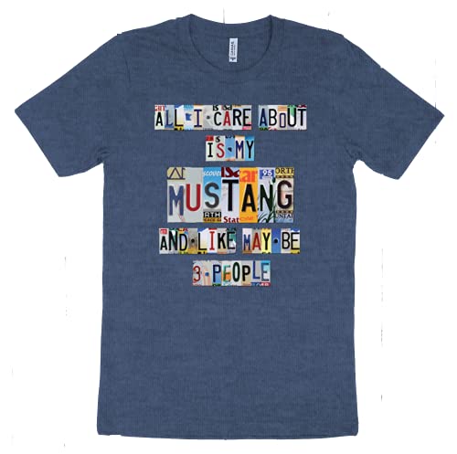 All I Care About is My Mustang and Like May Be 3 People, License Plate Design Men's Short Sleeve Shirt