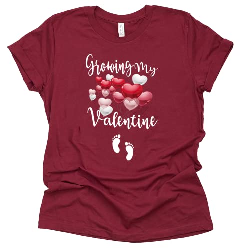 Growing My Valentine Shirt Valentines Day Pregnancy Announcement Shirt Unisex Short Sleeve