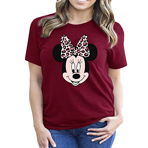 Disney Minnie Mouse Leopard Print Bow Portrait, Animal Kingdom Shirt, Safari Shirt Casual Short Sleeve Shirt