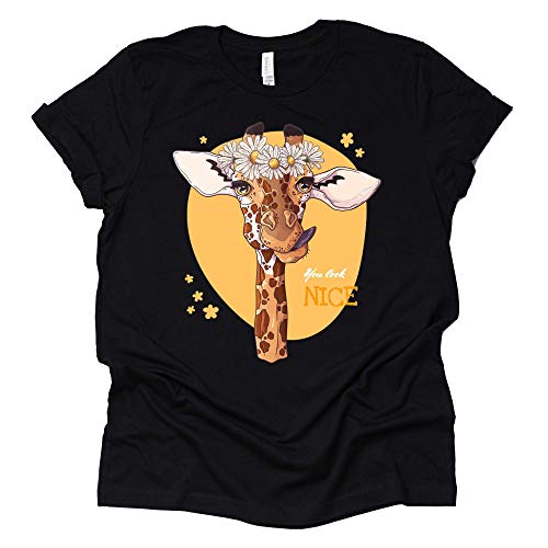 Giraffe Shirt, Floral Looks Nice Giraffe Printed Funny T Shirt Unisex Summer Animal Lover Casual Short Sleeve Tops