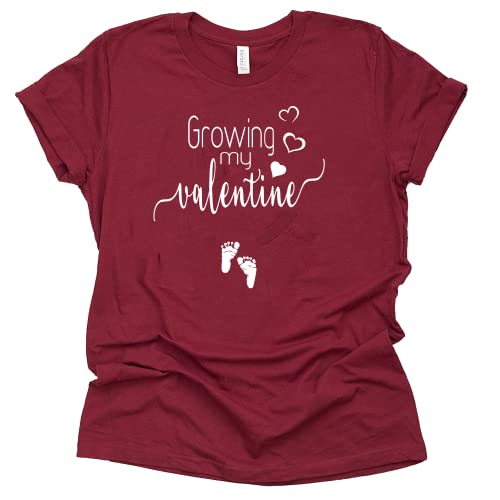 Growing My Valentine Shirt, Valentines Day Heart Pregnancy Announcement Shirt Unisex Short Sleeve