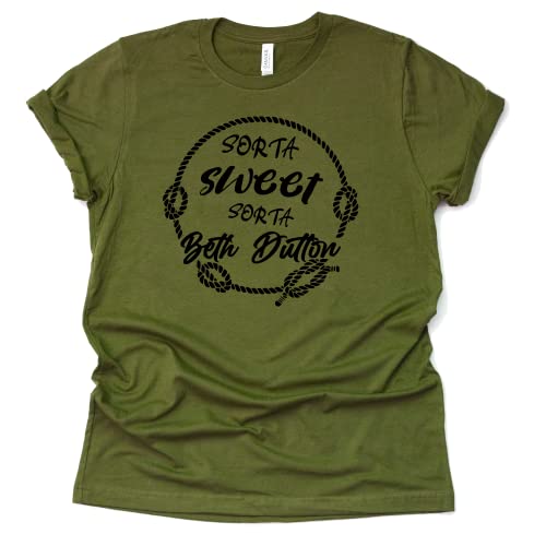 Sorta Sweet Sorta Beth Dutton Shirt, Yellowstone TV Series Novelty T-Shirt Short Sleeve Print Casual Top