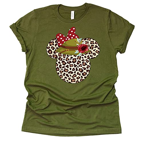 Leopard Print Mickey Ears with Safari Hat Shirt, Animal Kingdom Shirt for Men Women, Matching Couples Tshirt