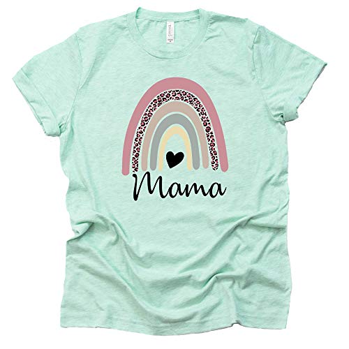 Mama Rainbow Shirt Vintage Mom Shirt Women's Casual Letter Print Short Sleeve Tops Tee