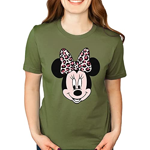 Disney Minnie Mouse Leopard Print Bow Portrait, Animal Kingdom Shirt, Safari Shirt Casual Short Sleeve Shirt