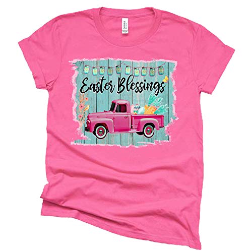 Easter Blessing Vintage Truck Shirt, Easter Shirt for Women Causal Short Sleeve Tee T-Shirt