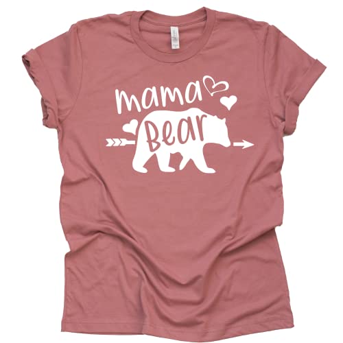Mama Bear Shirt, Fun Shirt for Mom, Hearts Graphics Tees for Women Ladies Unisex Soft Tee Shirt