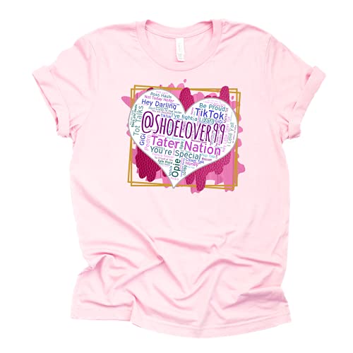 Shoelover99 Heart Word Art T-Shirt Thing Ophelia Has Said Shoelover99 Merch Unisex Tees Casual Short Sleeve