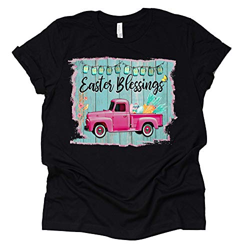 Easter Blessing Vintage Truck Shirt, Easter Shirt for Women Causal Short Sleeve Tee T-Shirt