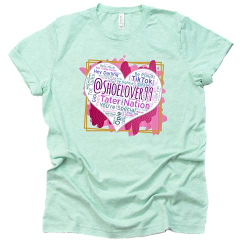 Shoelover99 Heart Word Art T-Shirt Thing Ophelia Has Said Shoelover99 Merch Unisex Tees Casual Short Sleeve