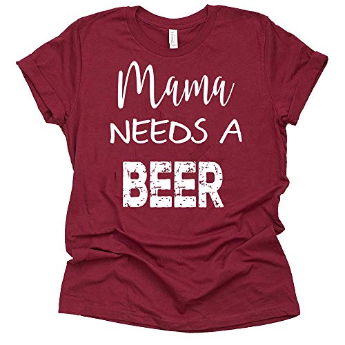 Mama Needs a Beer T-Shirt Mom Shirt Women's Casual Letter Print Short Sleeve Tops Tee-7 Colors