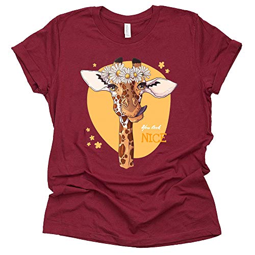 Giraffe Shirt, Floral Looks Nice Giraffe Printed Funny T Shirt Unisex Summer Animal Lover Casual Short Sleeve Tops