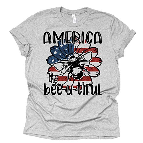 America Bee-u-itful Shirt, Bee Shirt, Independence Day Shirt Unisex Short Sleeve