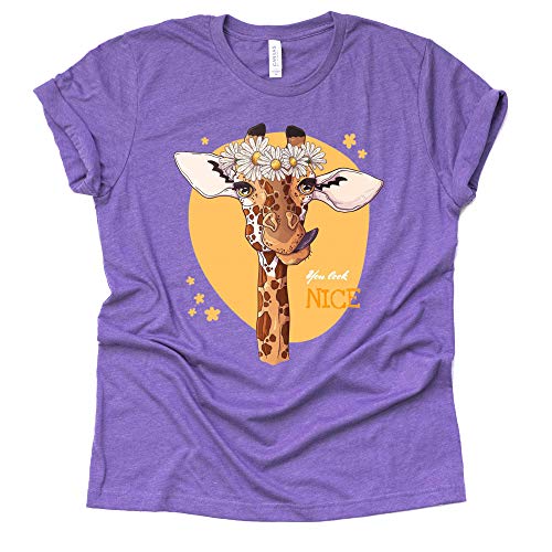 Giraffe Shirt, Floral Looks Nice Giraffe Printed Funny T Shirt Unisex Summer Animal Lover Casual Short Sleeve Tops