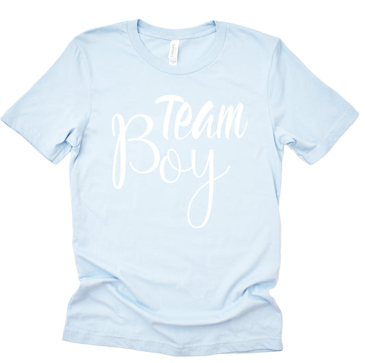 Team Girl Team Boy Baby Shower Party Gender Reveal Unisex Short Sleeve Blue Pink Shirt