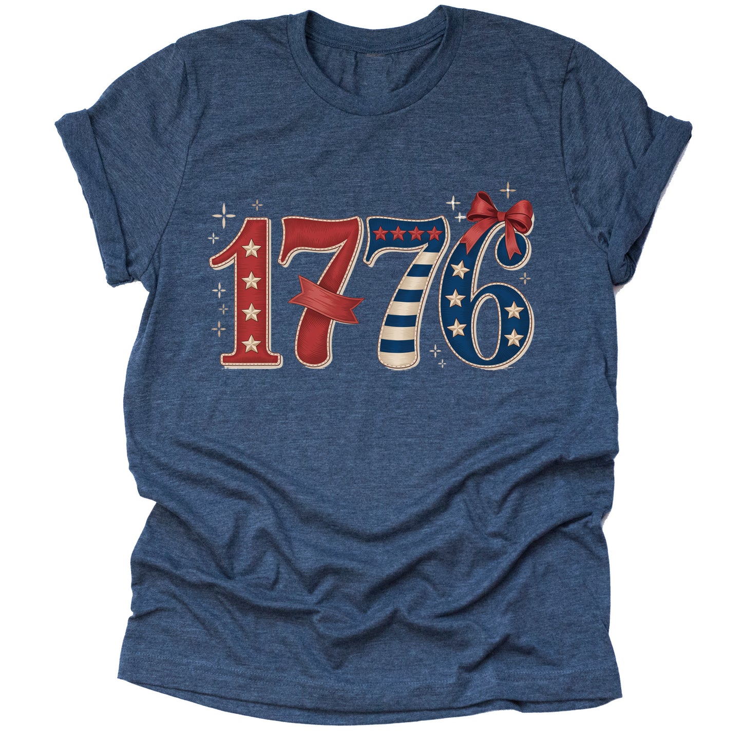 Patriotic 1776 Bow American Flag Casual Short Sleeve Unisex T-Shirt