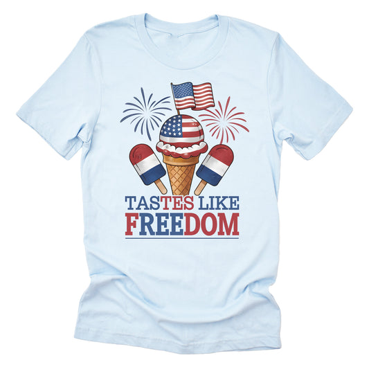 Patriotic "Taste Like American" Ice Cream American Flag Casual Short Sleeve Unisex T-Shirt