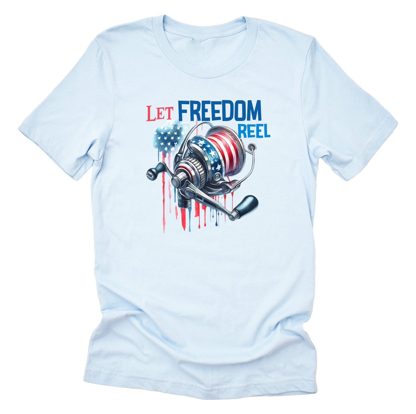 Patriotic Let Freedom Reel American Flag Casual Short Sleeve Unisex T-Shirt