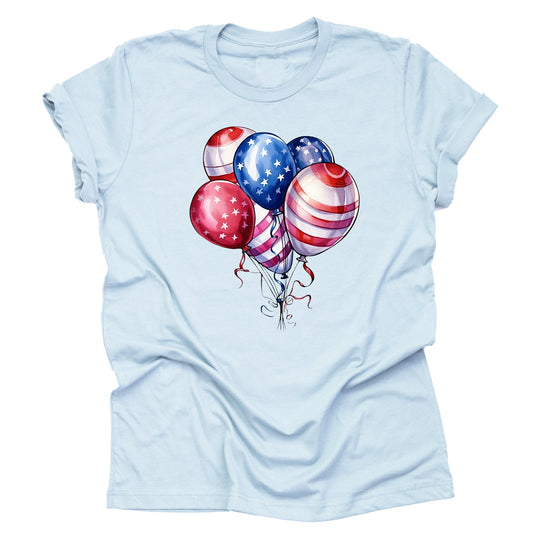 Patriotic Balloons July 4th American Flag Casual Short Sleeve Unisex T-Shirt