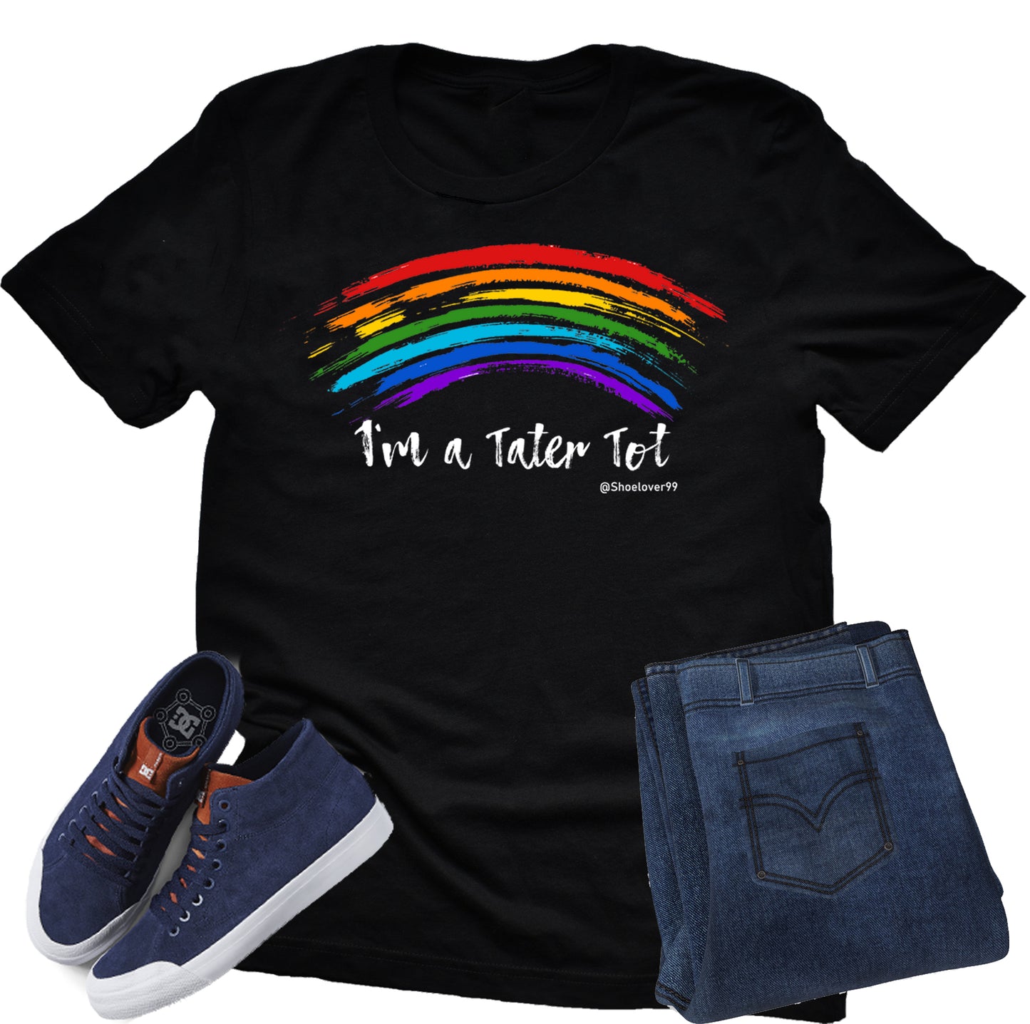 Shoelover99 Merch, I'm a Tater Tot Rainbow T-Shirt Ophelia Casual Short Sleeve Unisex Tees