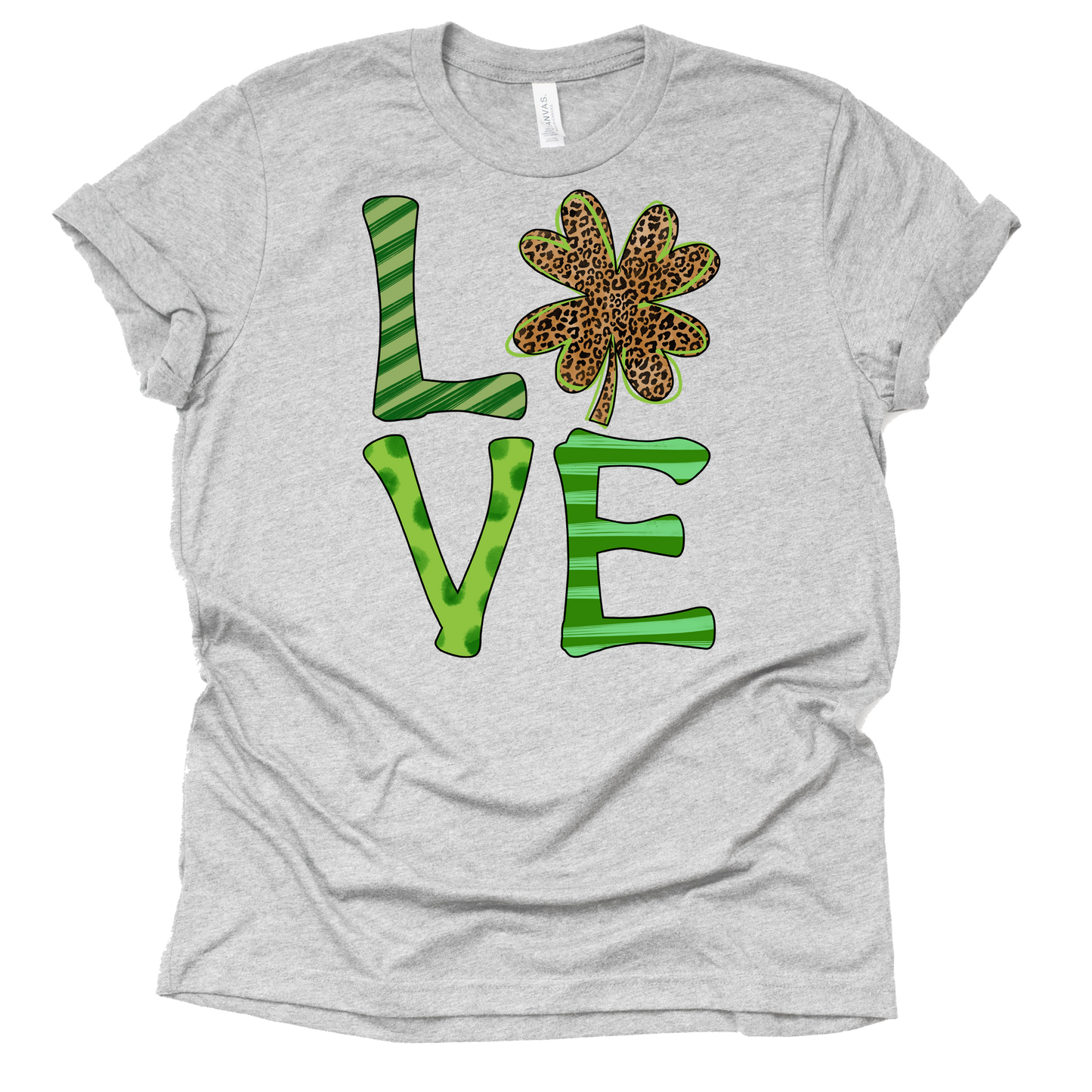 Leopard Shamrock Love Shirt, St Patricks Day T-Shirt, Leopard Print T-Shirt