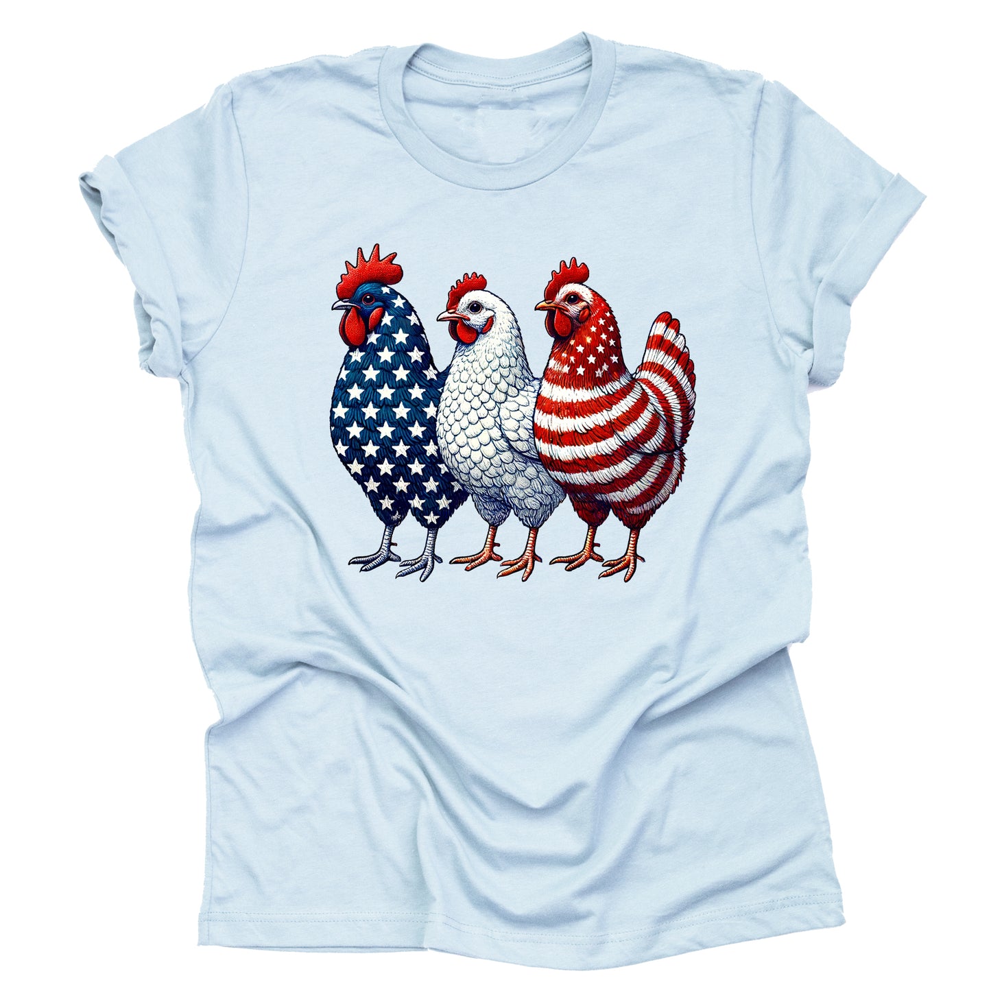 Patriotic USA Chicken, 4th of July Casual Short Sleeve Unisex T-Shirt
