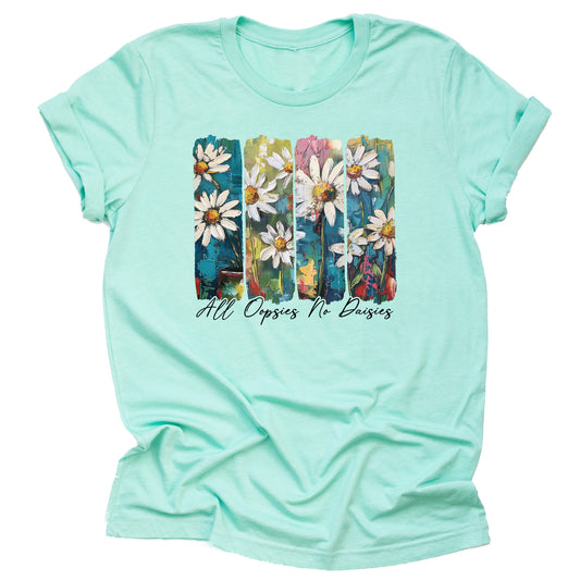 Women's All Oopsies No Daisies T Shirt Cute Flower Graphic Loose Tees Crew Neck Short Sleeve Casual Tops