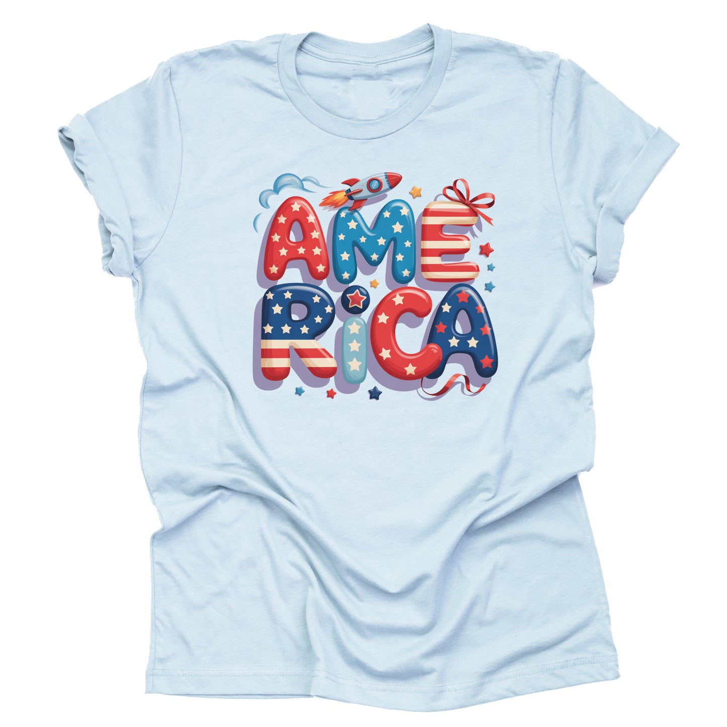 Patriotic America July 4th American Flag Casual Short Sleeve Unisex T-Shirt