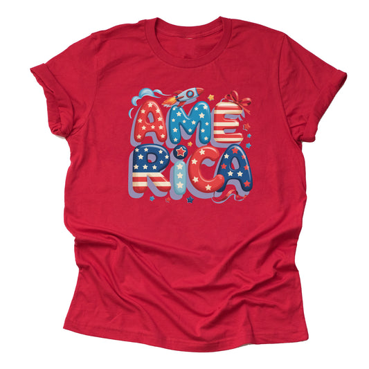Patriotic America July 4th American Flag Casual Short Sleeve Unisex T-Shirt