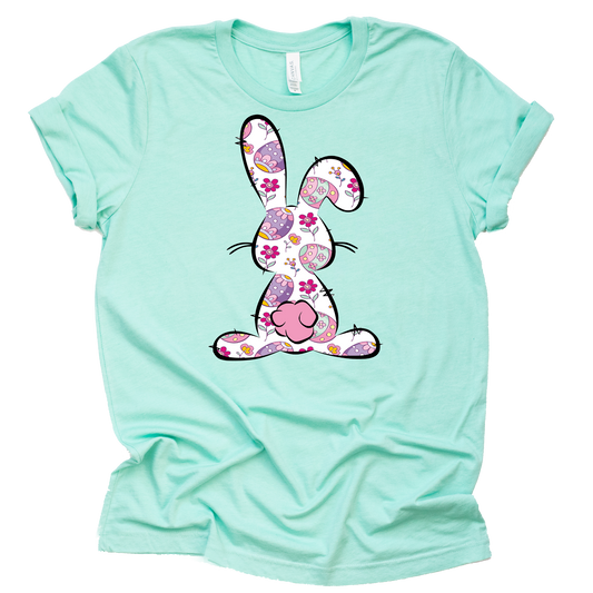 Floral Easter Bunny Shirt, Easter Shirt, Religious Tee, Pretty Bunny Shirt, Fancy Bunny Shirt, Easter Shirt for Women
