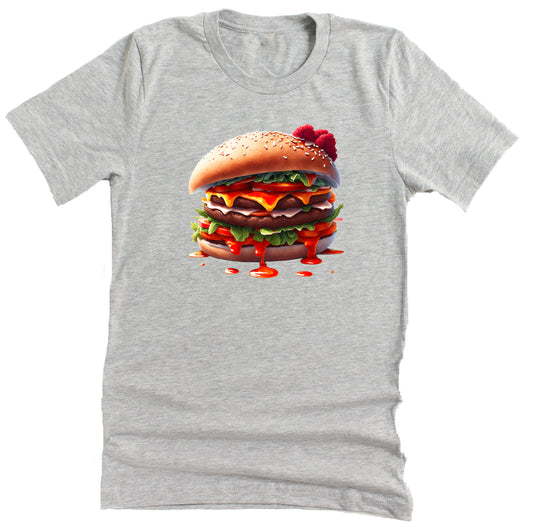 Burger T-Shirt for Food Lovers – Funny Cheeseburger Graphic Tee, BBQ Cookout Shirt, Fast Food Gift for Men & Women, Unisex Top
