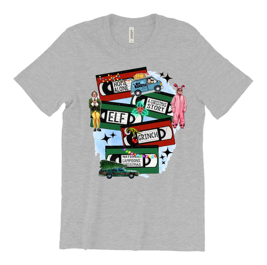 Christmas Classic Movies VHS Unisex Shirt Graphic Design Casual Short Sleeve