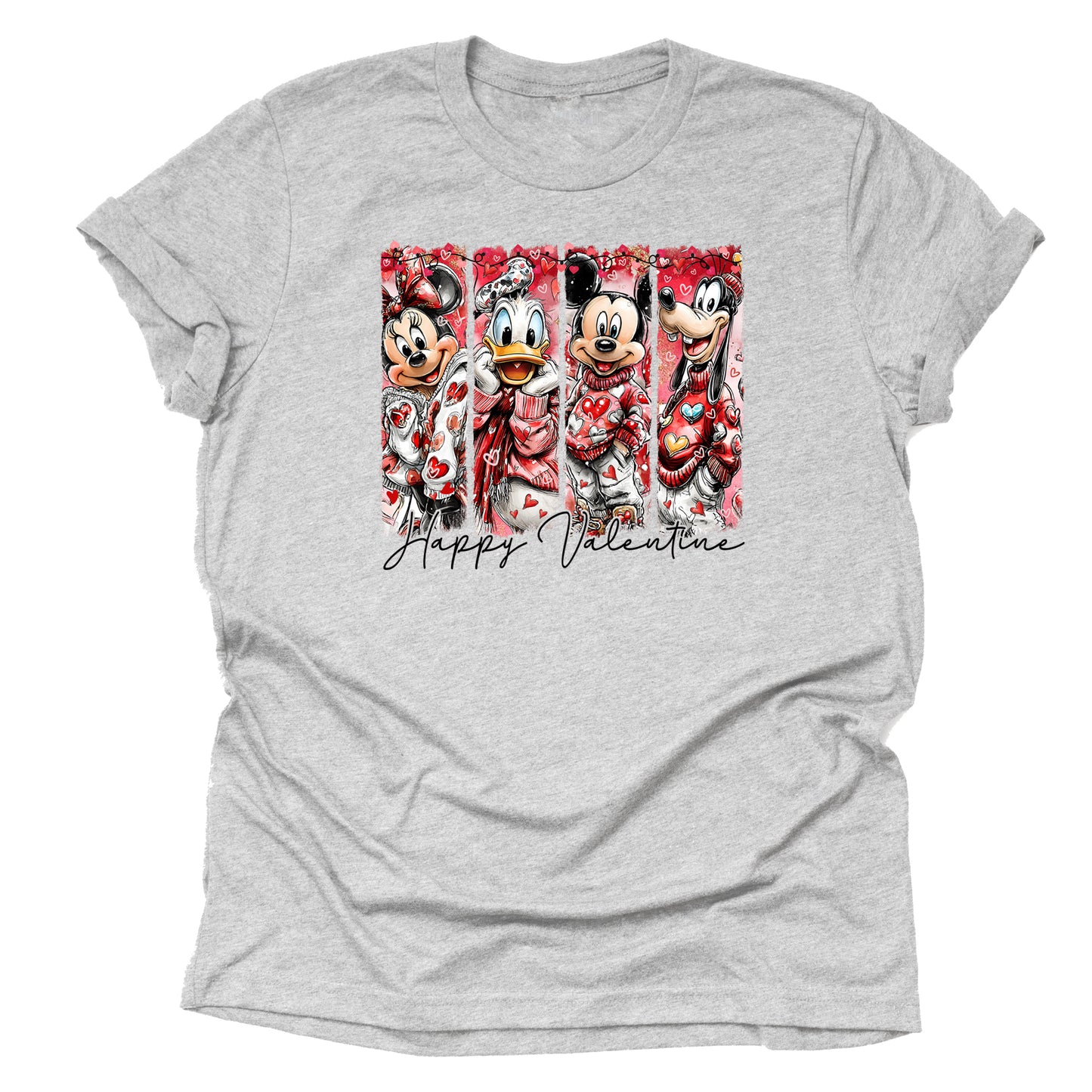 Mickey Happy Valentine Brush Strokes Hand Drawn Shirt, Theme Park Orlando Graphic Tee, Cute Unisex Short Sleeve T-Shirt