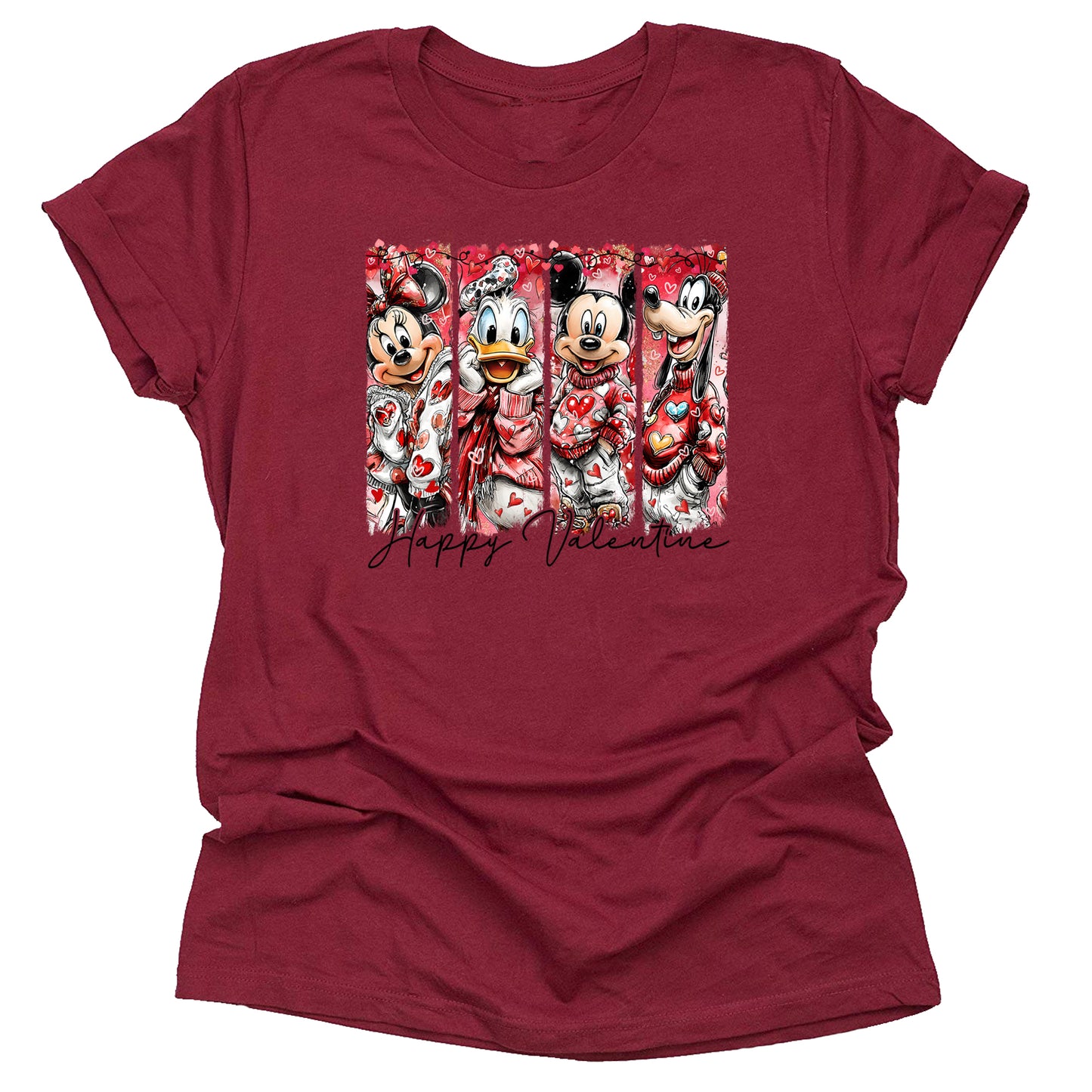Mickey Happy Valentine Brush Strokes Hand Drawn Shirt, Theme Park Orlando Graphic Tee, Cute Unisex Short Sleeve T-Shirt