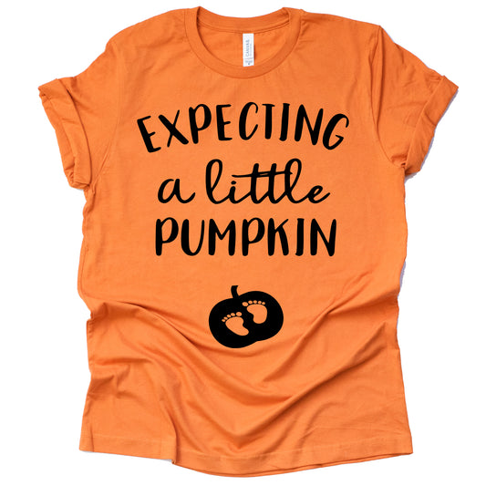 Expecting a Little Pumpkin Shirt, Baby Halloween Pumpkin Pregnancy, Pregnancy Announcement Shirt Causal Short Sleeve