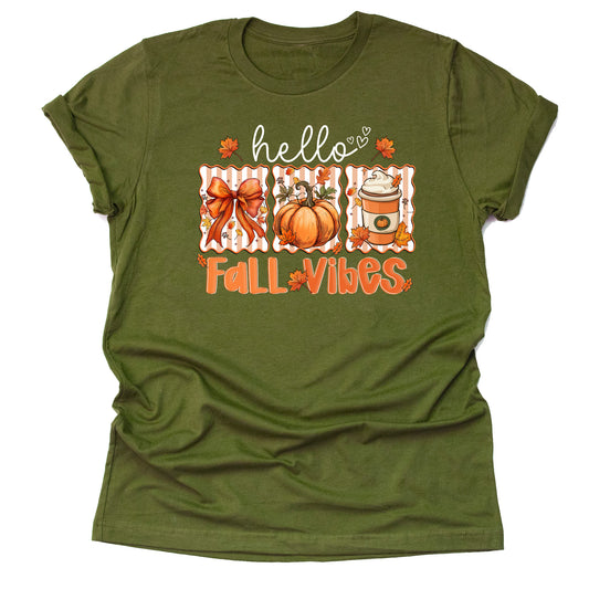 Cozy Fall Vibes Coffee T-Shirt – Cute Bow Graphic Tee, Autumn Unisex Short Sleeve Top