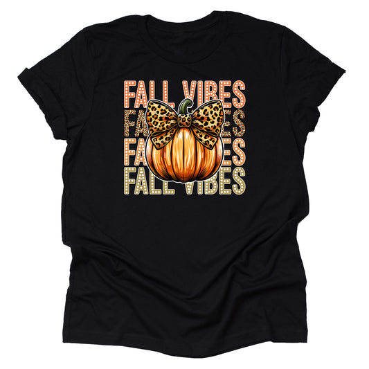 Fall Vibes Leopard Pumpkin T Shirt Cute Loose Tees Crew Neck Short Sleeve Casual Tops